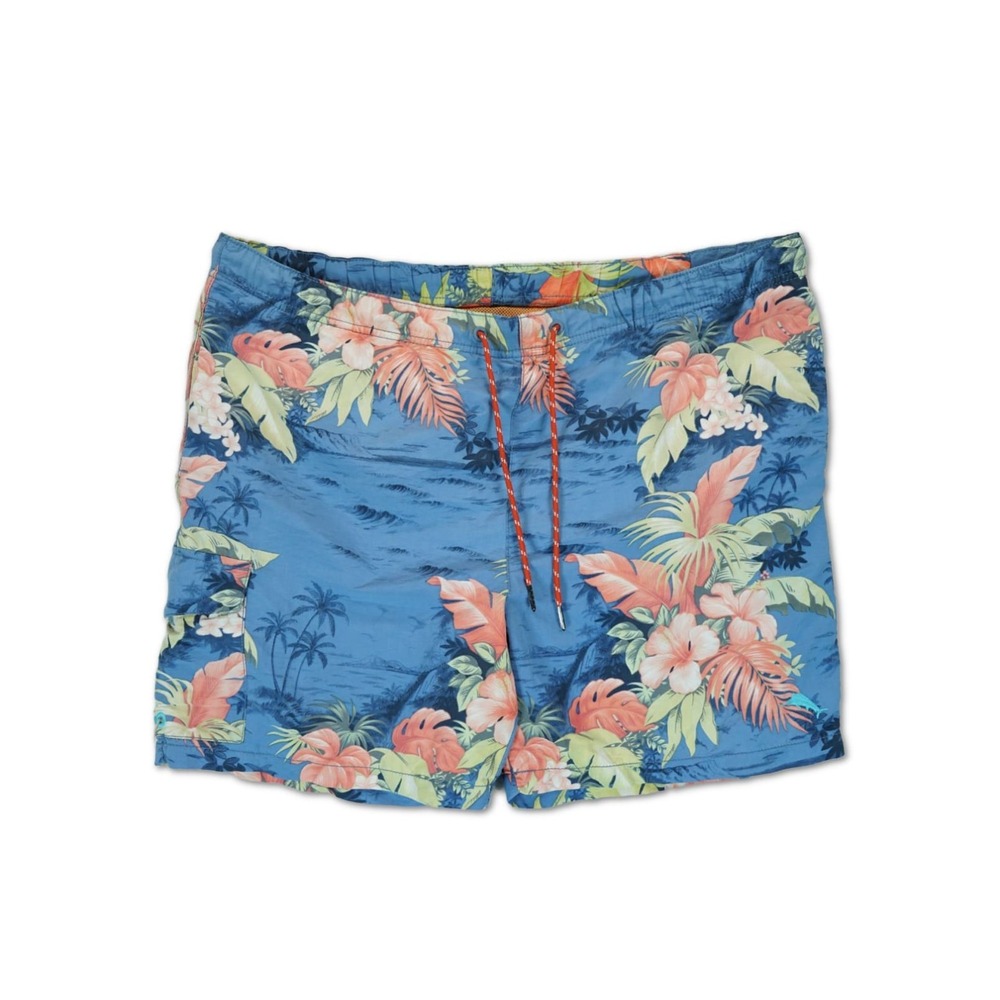 Tommy Bahama Relax Men's L Naples‎ Fiji Ferns Swim Trunks Blue Tropical Floral
